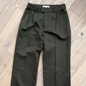 Favorite Daughter Olive Pinstripe Trousers